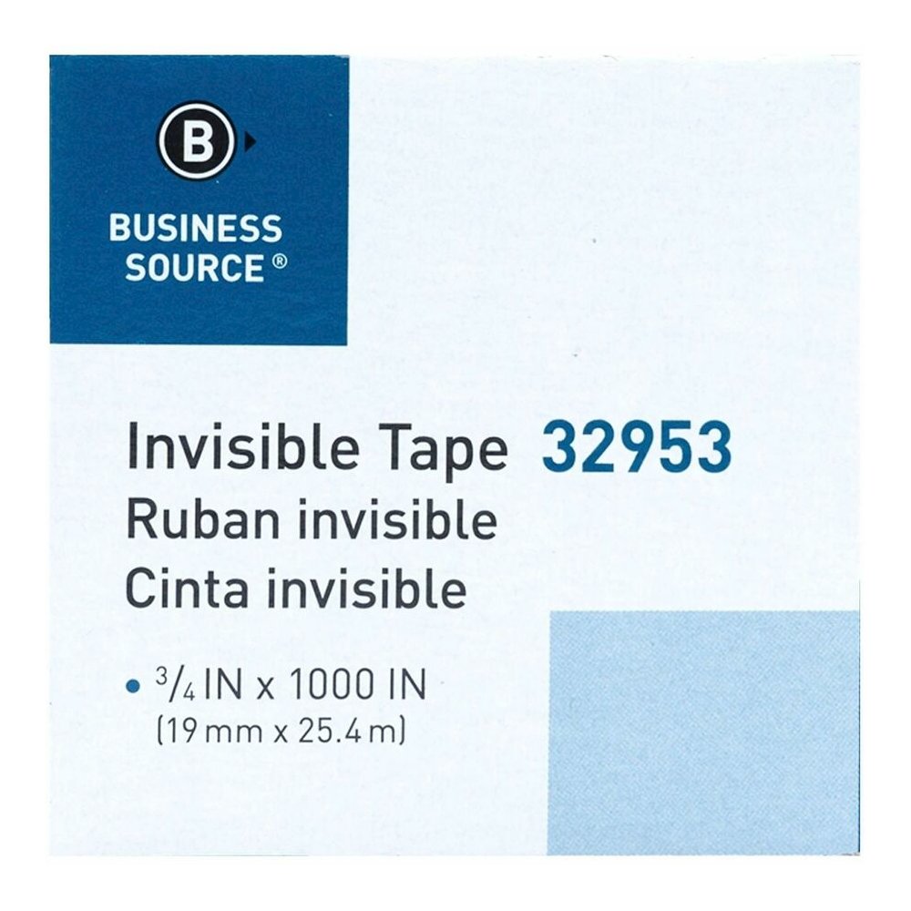 Business Source Premium Invisible Tape Value Pack - 27.78 yd Length x 0.75" Width - 1" Core - Clear - For Multipurpose, Splicing, Mending, Holding - 12 / Pack. Picture 2