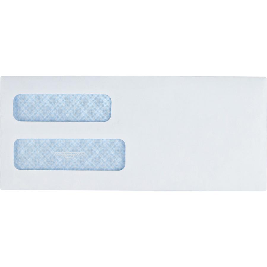 Quality Park No. 10 Double Window Security Tint Envelopes - Security - #10 - 4 1/8" Width x 9 1/2" Length - 24 lb - Gummed - 500 / Box - White. Picture 7