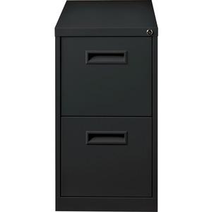 Lorell 22" File/File Mobile File Cabinet with Recessed Pull - 15" Width x 22.9" Depth x 28" Height - 2 x Drawer(s) for File - Letter - Security Lock, Ball-bearing Suspension - Black - Powder Coated - . Picture 4