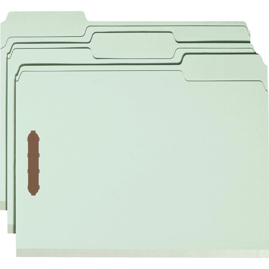 Smead 1/3 Tab Cut Letter Recycled Fastener Folder - 8 1/2" x 11" - 1" Expansion - 2 x 2K Fastener(s) - 2" Fastener Capacity for Folder - Top Tab Location - Right of Center Tab Position - Pressboard - . Picture 4