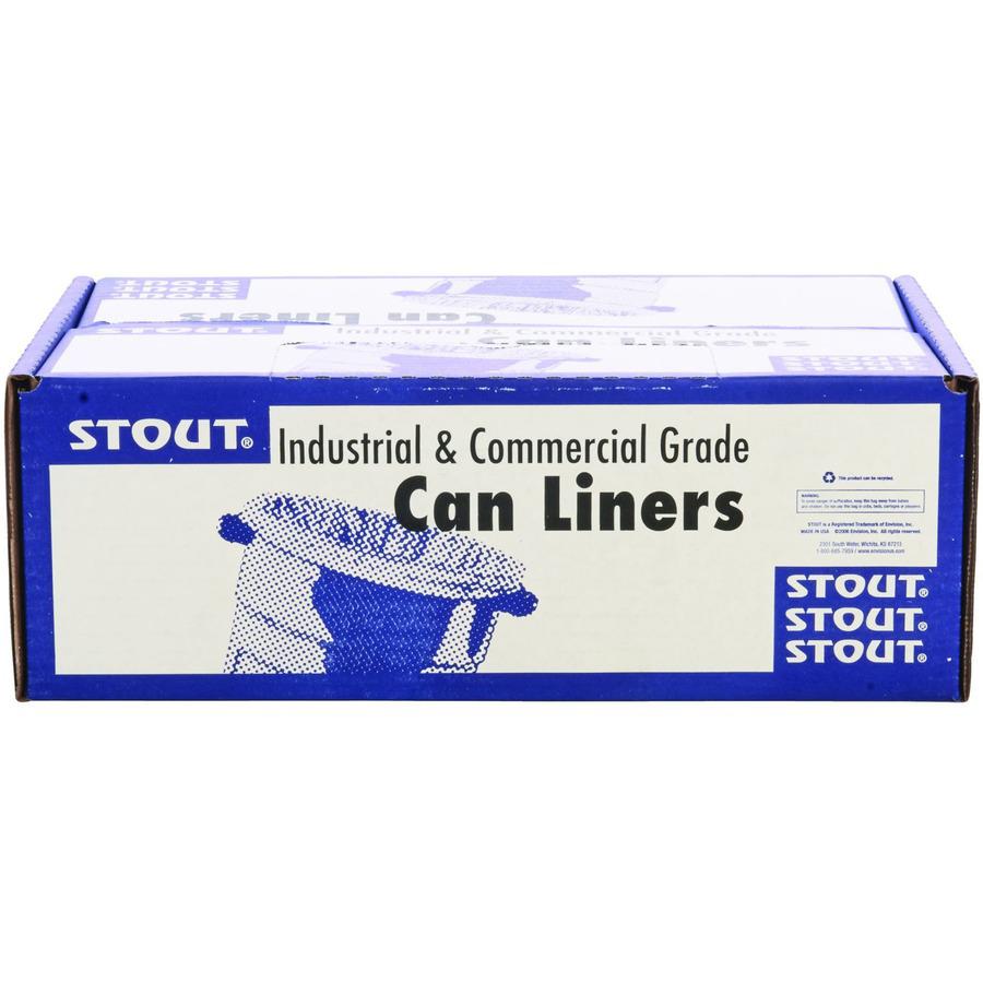 Stout Recycled Content Trash Bags - 33 gal/55 lb Capacity - 33" Width x 40" Length - 1.30 mil (33 Micron) Thickness - Brown - Plastic, Resin - 100/Carton - Home, Office, Industrial - Recycled. Picture 4