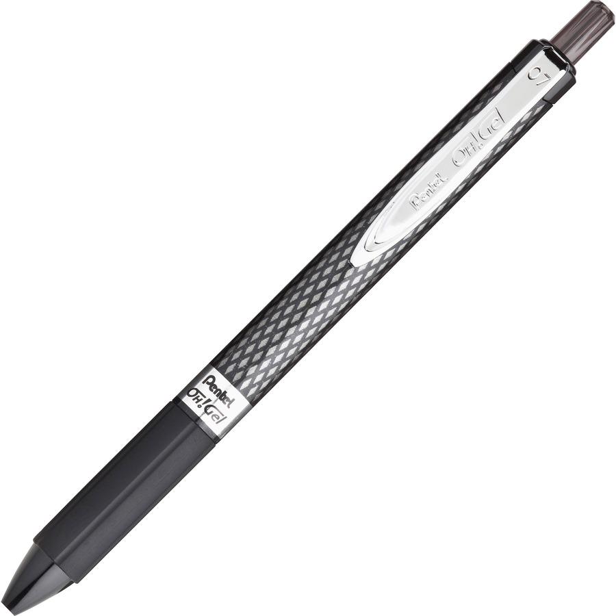 Pentel OH! Medium Point Gel Pens - Black Ink - Gel-based - Carbon Fiber Barrel - 1 Dozen. Picture 2