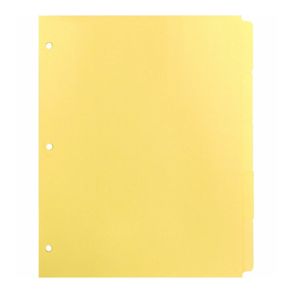 Business Source Mylar-reinforced Plain Tab Indexes - 5 Write-on Tab(s) - 5 Tab(s)/Set - 8.5" Divider Width x 11" Divider Length - Letter - 3 Hole Punched - Canary Tab(s) - Hole-punched, Mylar Reinforc. Picture 2