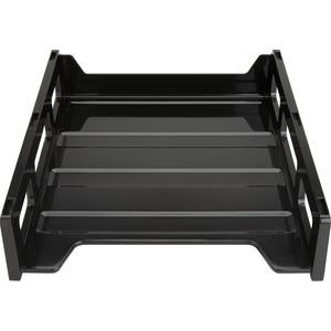 Business Source Front-Load Stackable Letter Tray - Desktop - Stackable - 25% Recycled - Black - Plastic - 1 Each. Picture 5