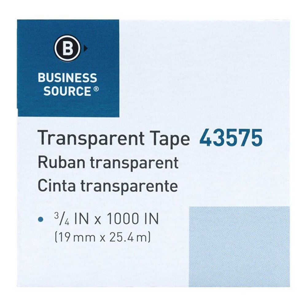 Business Source All-purpose Transparent Glossy Tape - 27.78 yd Length x 0.75" Width - 1" Core - Clear - For Sealing, Mending, Protecting - 12 / Pack. Picture 2