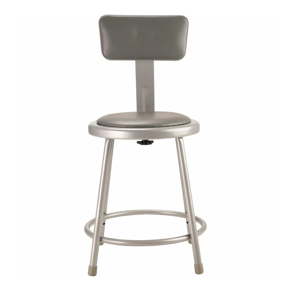 National Public Seating 6400 Series Heavy-Duty Padded Stools - Gray Seat Color - Vinyl, Medium Density Fiber (MDF) Seat Material - Gray Frame Color - Steel Frame Material - Four-legged Base - Gray - P. Picture 2