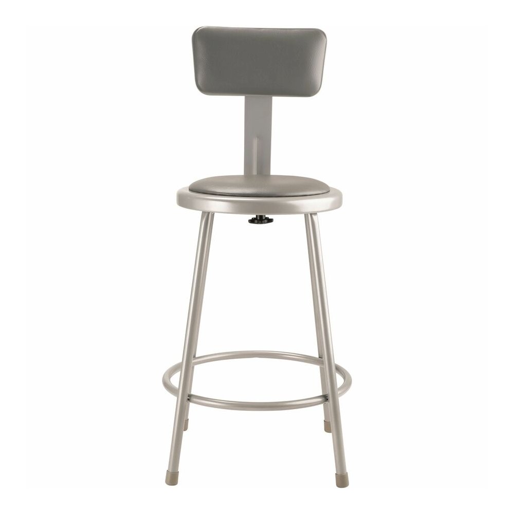 National Public Seating 6400 Series Heavy-Duty Padded Stools - Gray Seat Color - Vinyl, Medium Density Fiber (MDF) Seat Material - Gray Frame Color - Steel Frame Material - Four-legged Base - Gray - P. Picture 2
