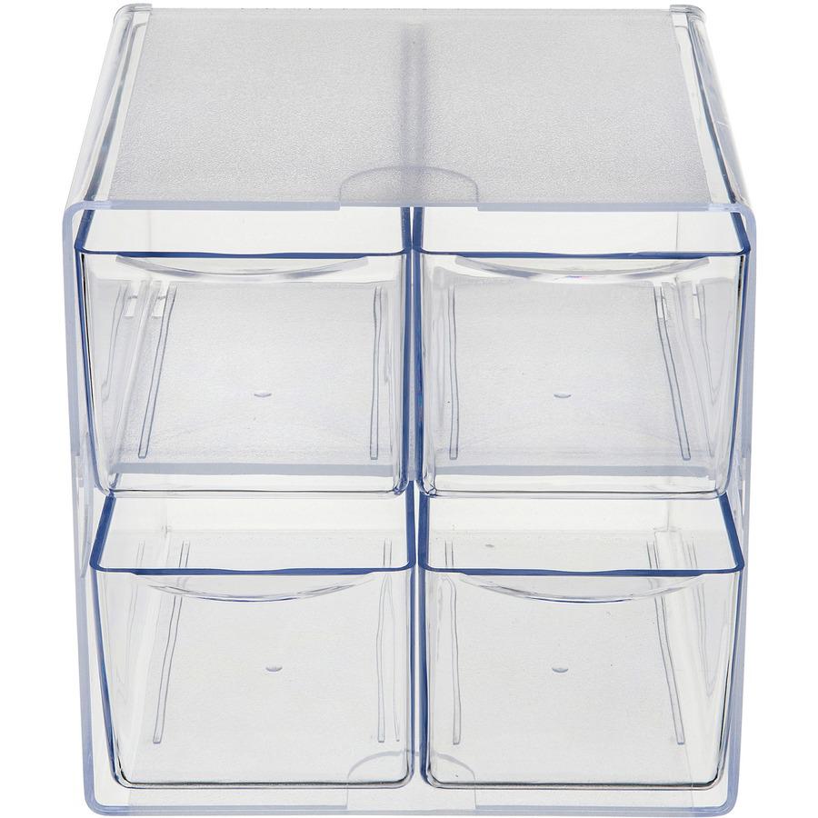 Deflecto Stackable Cube Organizer - 4 Drawer(s) - 6" Height x 6" Width x 7.25" Depth - Desktop - Stackable - Clear - Plastic - 1 Each. Picture 7