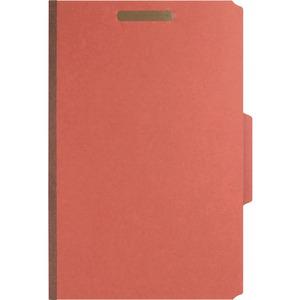 Nature Saver 2/5 Tab Cut Legal Yes Classification Folder - 8 1/2" x 14" - 6 Fastener - 2" for Folder, 1" for Divider - 2 Divider - 25 pt. - Pressboard - Red - Tyvek Gusset - 100% Recycled - 10 / Box. Picture 4