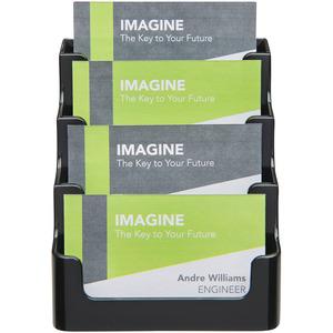 Deflecto 4 Tier Business Card Holder - 3.8" x 3.9" x 3.5" x - Plastic - 1 Each - Black - Storage Compartment, Durable, Recyclable. Picture 3