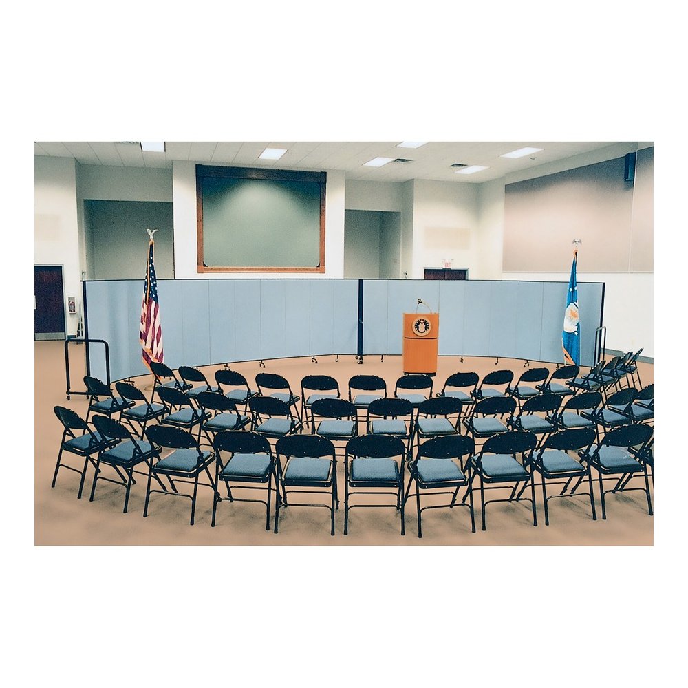 Screenflex Portable Room Dividers - 72" Height x 20.4 ft Length - Black Metal Frame - Polyester - Stone - 1 Each. Picture 5