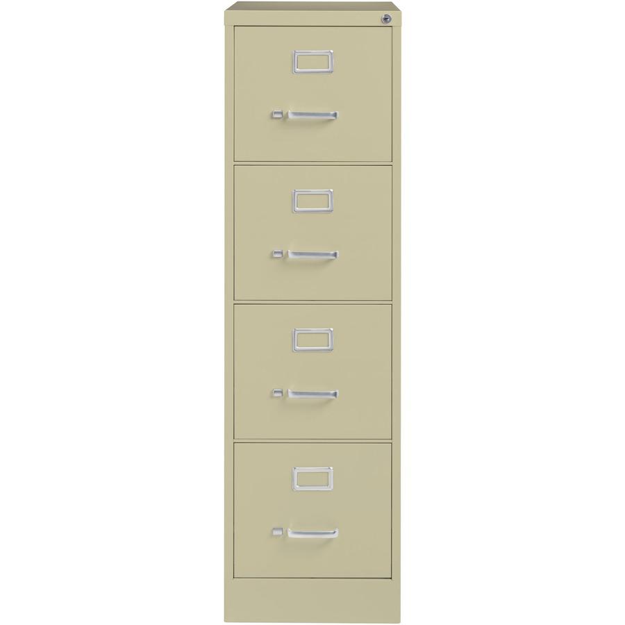 Lorell Fortress Series 22" Commercial-Grade Vertical File Cabinet - 15" Width x 22" Depth x 52" Height - 4 x Drawer(s) for File - Letter - Lockable, Ball-bearing Suspension - Putty - Steel - Recycled. Picture 3
