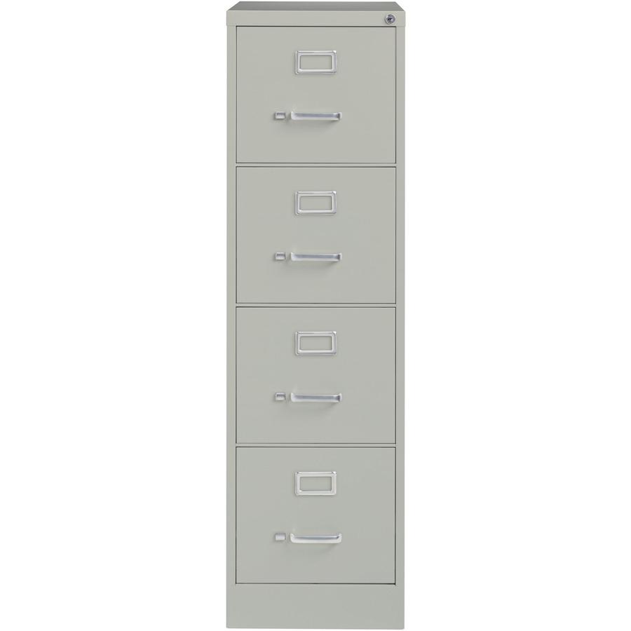 Lorell Fortress Series 22" Commercial-Grade Vertical File Cabinet - 15" Width x 22" Depth x 52" Height - 4 x Drawer(s) for File - Letter - Lockable, Ball-bearing Suspension - Light Gray - Steel - Recy. Picture 3