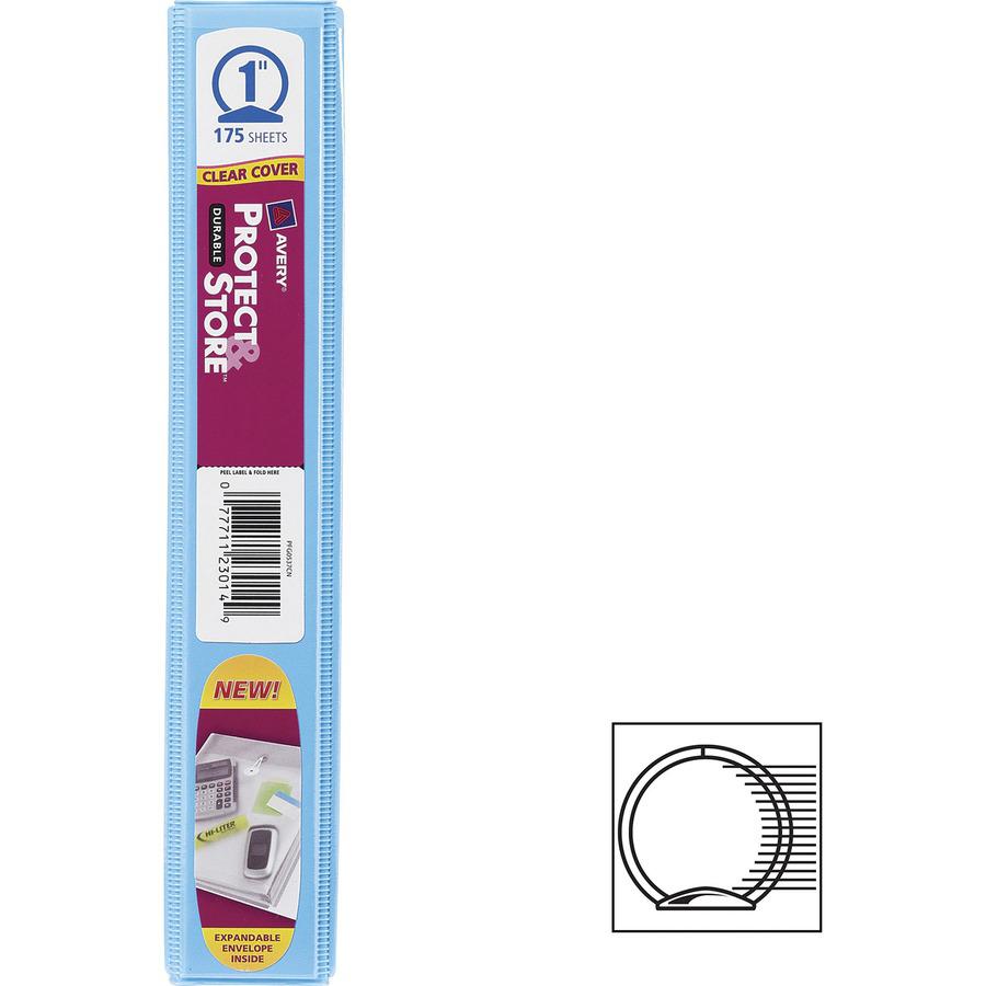 Avery&reg; 1" Mini Durable View Binder - 1" Binder Capacity - Half-letter - 5 1/2" x 8 1/2" Sheet Size - 175 Sheet Capacity - Round Ring Fastener(s) - 2 Pocket(s) - Polypropylene - Recycled - Pocket, . Picture 4