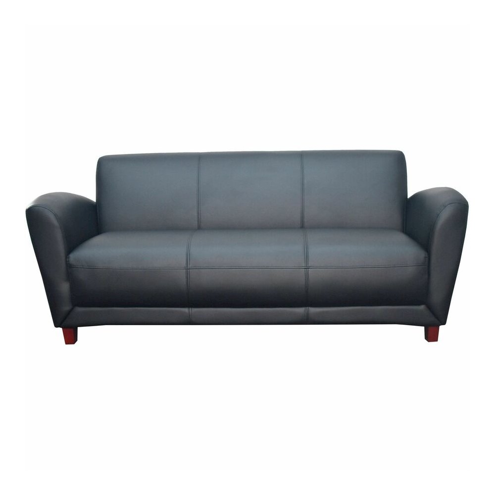 Lorell Accession Reception Sofa - 75" x 34.5" x 31.3" Overall Dimension - Leather Black Seat - Leather Black Back - 1 Each. Picture 5