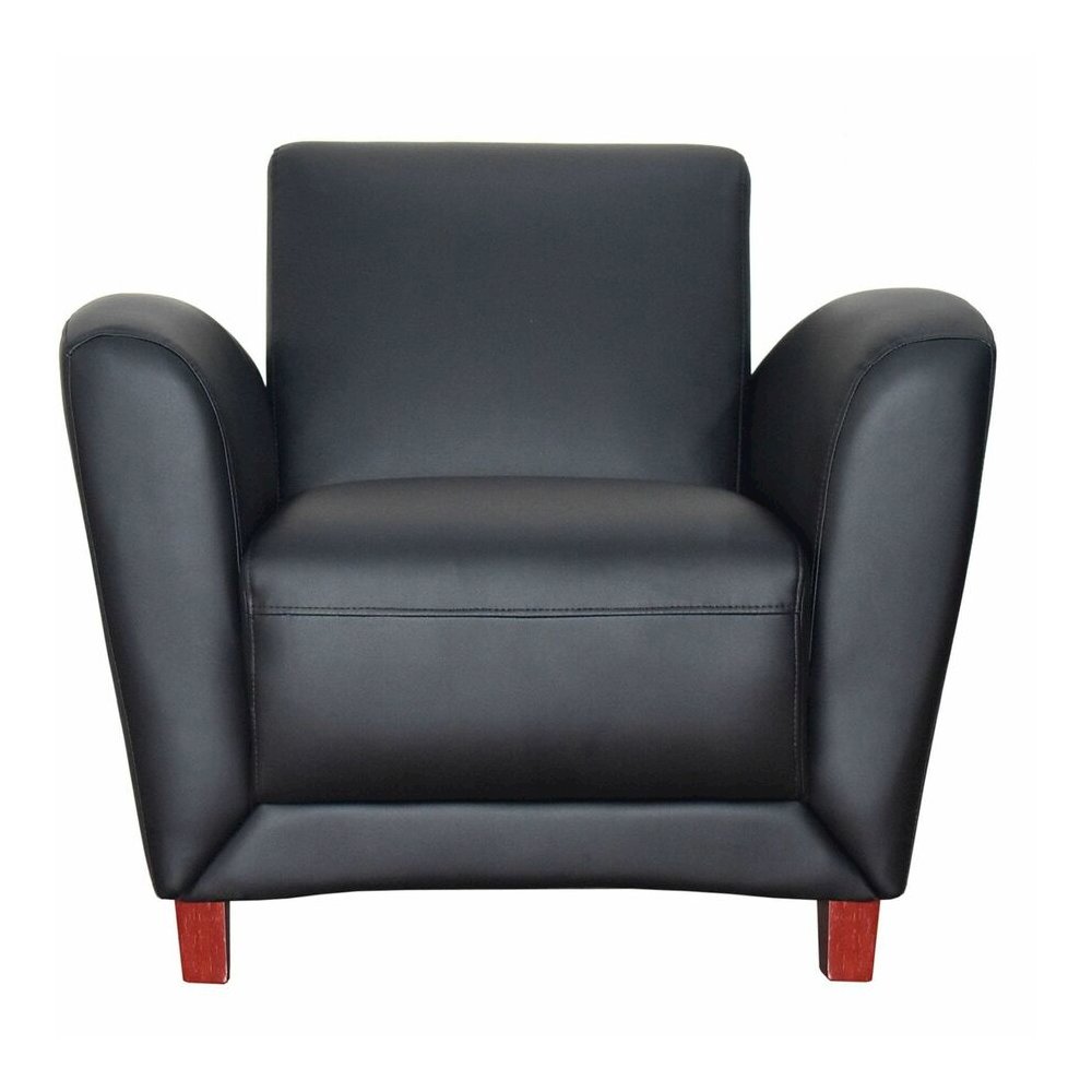 Lorell Accession Club Chair - Black Seat Color - Leather Seat Material - Black Back Color - Leather Back Material - Four-legged Base - 1 Each. Picture 3