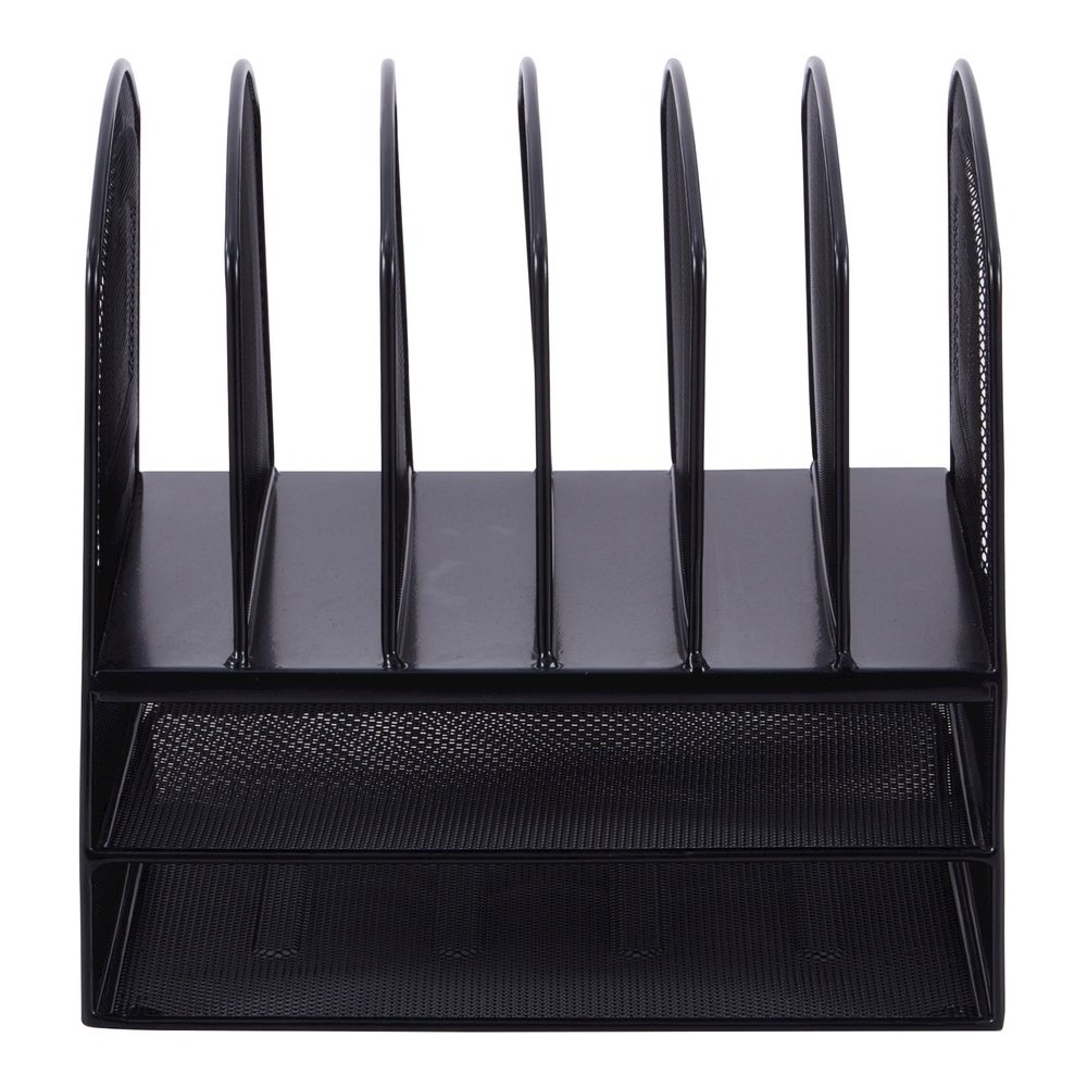 Lorell Mesh Desk Organizer - 8 Compartment(s) - Sturdy - Powder Coated - Black - Steel - 1 Each. Picture 2