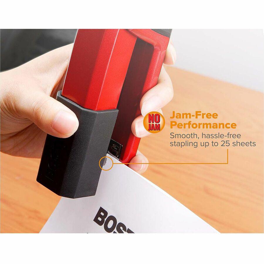 Bostitch Epic Antimicrobial Office Stapler - 25 Sheets Capacity - 210 Staple Capacity - Full Strip - 1 Each - Red. Picture 4