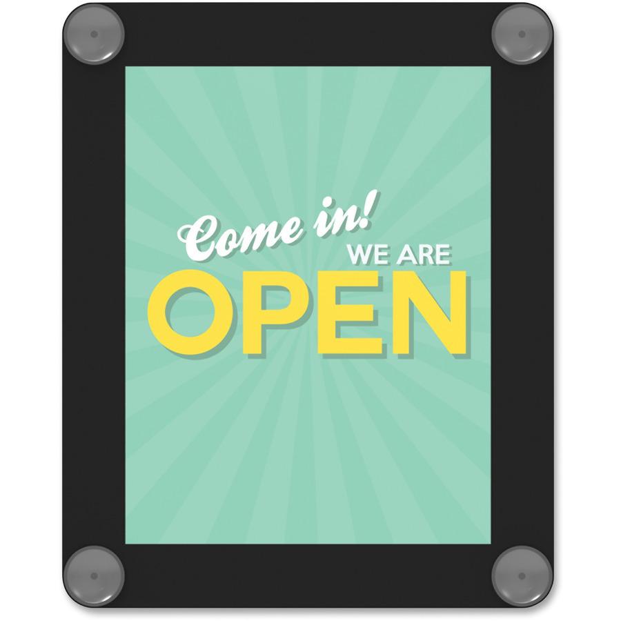 Deflecto Window Display - 1 Each - 8.5" Width x 11" Height - Rectangular Shape - Glass-mountable, Window-mountable - Double Sided - UV Protected, Heat Resistant, Suction Cup - Restaurant, Door, Wall -. Picture 4
