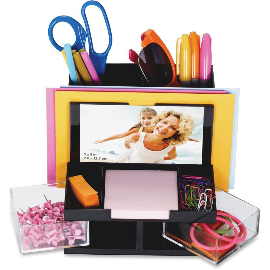 Officemate VersaPlus Desk Organizer - 9 Compartment(s) - 5.5" Height x 6.2" Width x 6.3" DepthDesktop - Black - Plastic - 1 Each. Picture 6