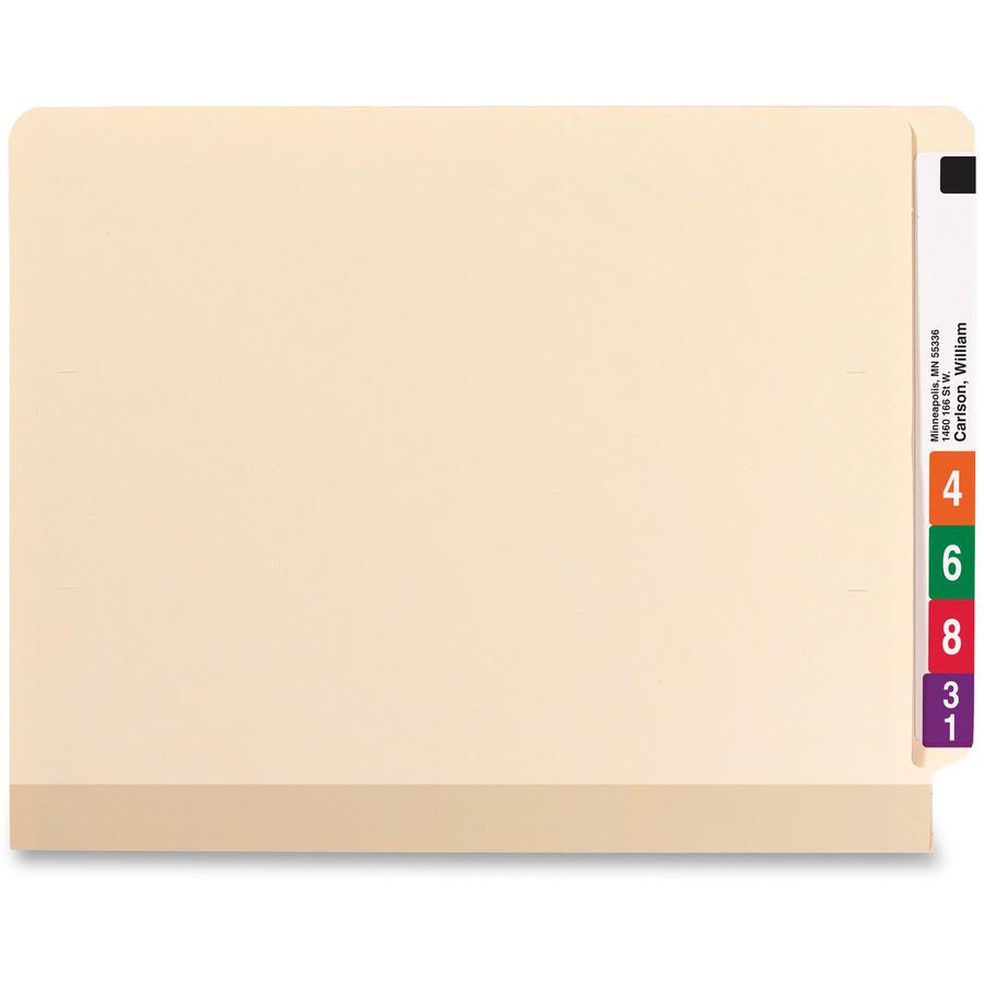 Smead TUFF Straight Tab Cut Letter Recycled End Tab File Folder - 8 1/2" x 11" - 3/4" Expansion - 2 x 2B Fastener(s) - 2" Fastener Capacity for Folder - Poly - Manila - 10% Recycled - 50 / Box. Picture 5