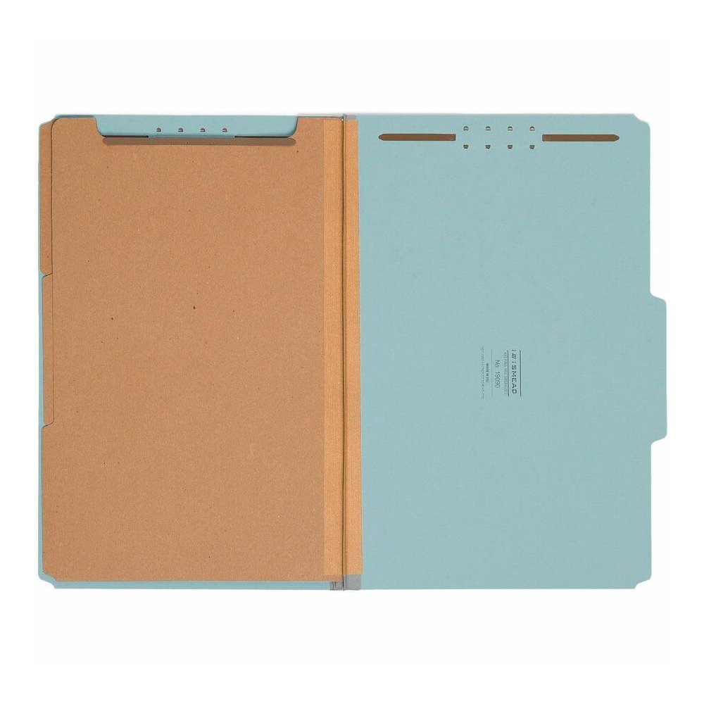 Smead 2/5 Tab Cut Legal Recycled Classification Folder - 8 1/2" x 14" - 3" Expansion - 2 x 2K Fastener - Top Tab Location - Right of Center Tab Position - 3 Divider - 25 pt. - Pressboard - Blue - Eco-. Picture 4