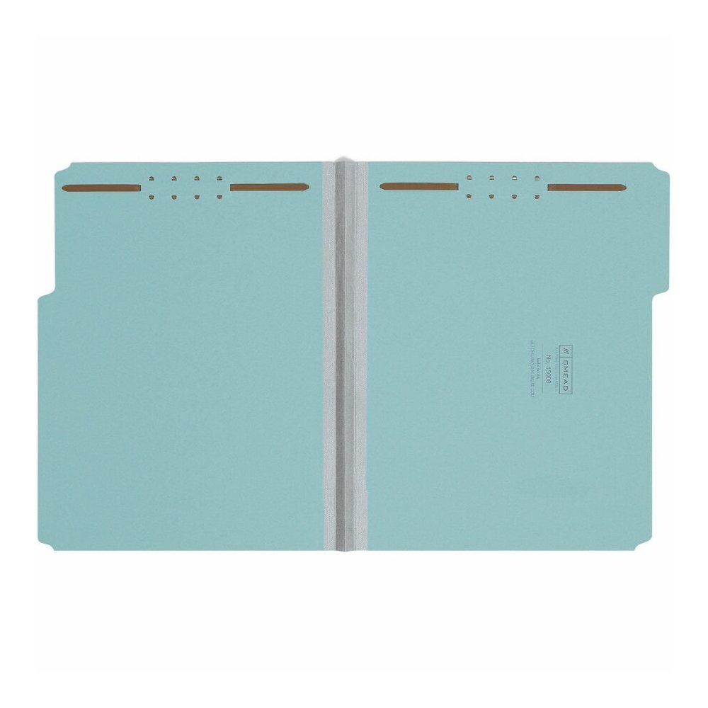 Smead 1/3 Tab Cut Letter Recycled Fastener Folder - 8 1/2" x 11" - 125 Sheets Capacity - 1" Expansion - 2 x 2K Fastener - Assorted Tab Position - 1 Plys - Pressboard - Blue - Eco-friendly, Heavy Duty,. Picture 4