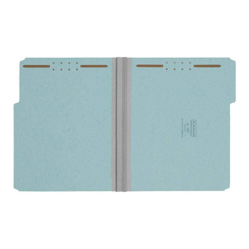 Smead 1/3 Tab Cut Letter Recycled Fastener Folder - 8 1/2" x 11" - 2" Expansion - 2 x 2K Fastener - Assorted Tab Position - 1 Plys - Pressboard - Blue - Eco-friendly, Heavy Duty, Dye-free - 100% Recyc. Picture 4