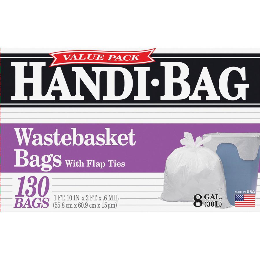 Berry Handi-Bag Wastebasket Bags - Small Size - 8 gal Capacity - 21.50" Width x 24" Length - 0.60 mil (15 Micron) Thickness - White - Hexene Resin - 130/Box - Home, Office. Picture 7