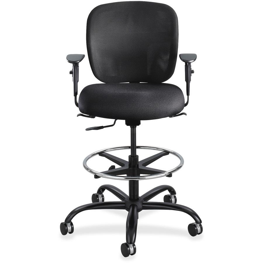 Safco Vue Heavy-duty Stool - Black Seat Color - Fabric Seat Material - Black Back Color - Mesh Back Material - 5-star Base - Black - 1 Each. Picture 5