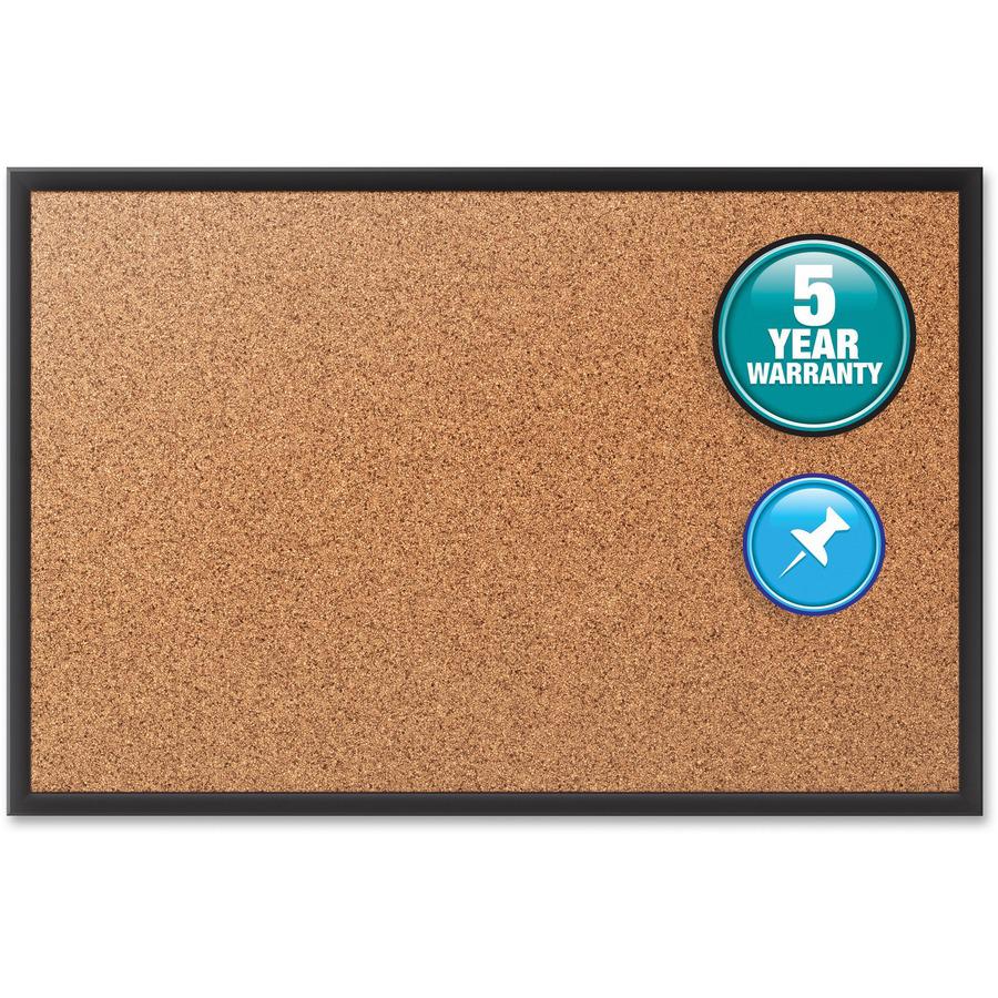 Quartet Classic Series Bulletin Board - 48" Height x 72" Width - Brown Natural Cork Surface - Self-healing, Durable, Sturdy - Black Aluminum Frame - 1 Each. Picture 6
