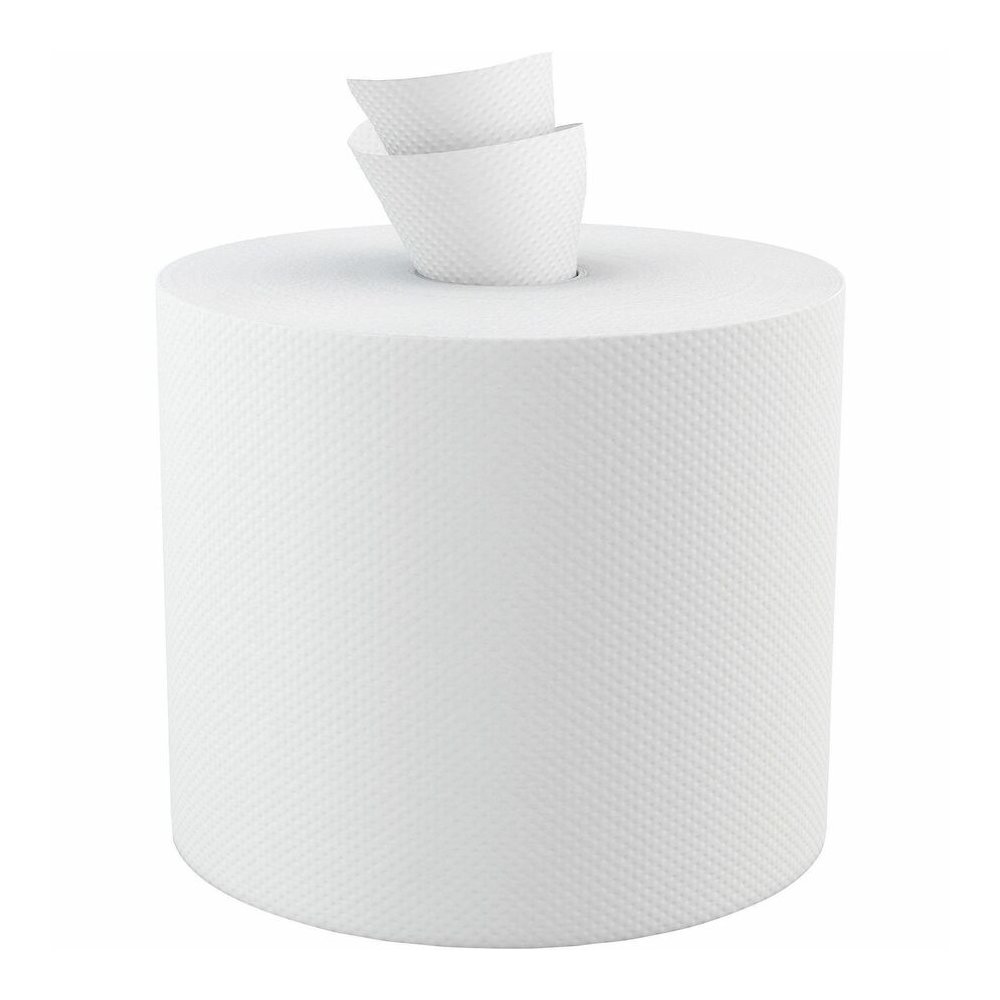 Genuine Joe Centerpull Paper Towels - 2 Ply - 8.13" Width x 7.56" Length - 600 Sheets/Roll - 3 1/16" Core - White - Fiber - 6 / Carton. Picture 2