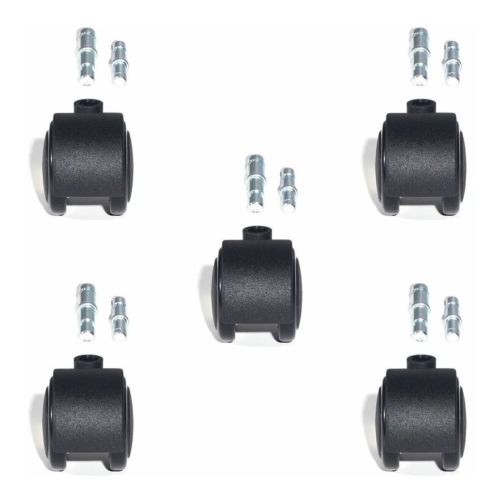 Lorell Premium Soft Dual-Wheel Casters Set - 2.50" Diameter - Nylon, Metal - Black - 1 Set. Picture 2