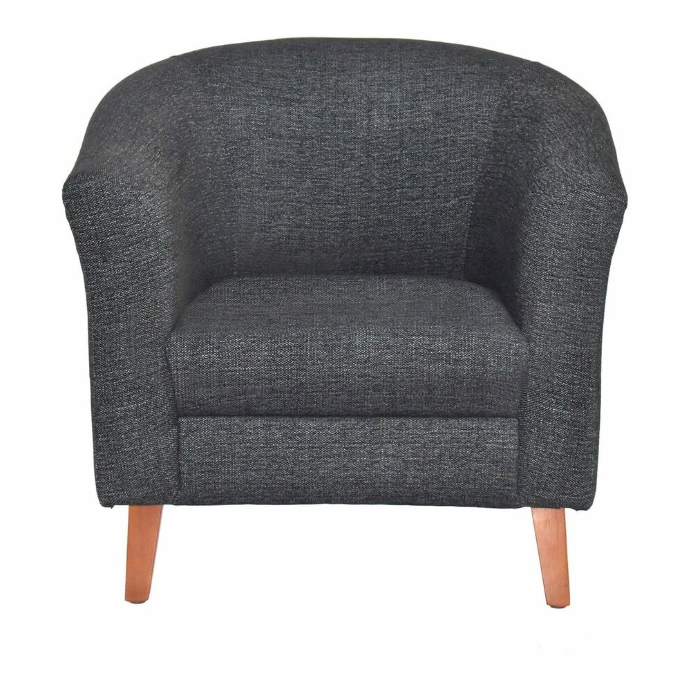 Lorell Barrel Armchair - Black Seat Color - Fabric Seat Material - Black Back Color - Fabric Back Material - Four-legged Base - 1 Each. Picture 2