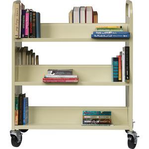 Lorell Double-sided Book Cart - 6 Shelf - 200 lb Load Capacity - 5" Caster Size - Steel - 36" Width x 19" Depth x 46" Height - Putty - 1 Each. Picture 5