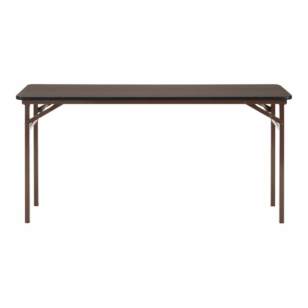 Lorell Economy Folding Banquet Table - Mahogany Rectangle Top - 60" Table Top Width x 18" Table Top Depth x 0.62" Table Top Thickness - 29" Height - Presentation, Food - Melamine Top Material - Steel . Picture 5