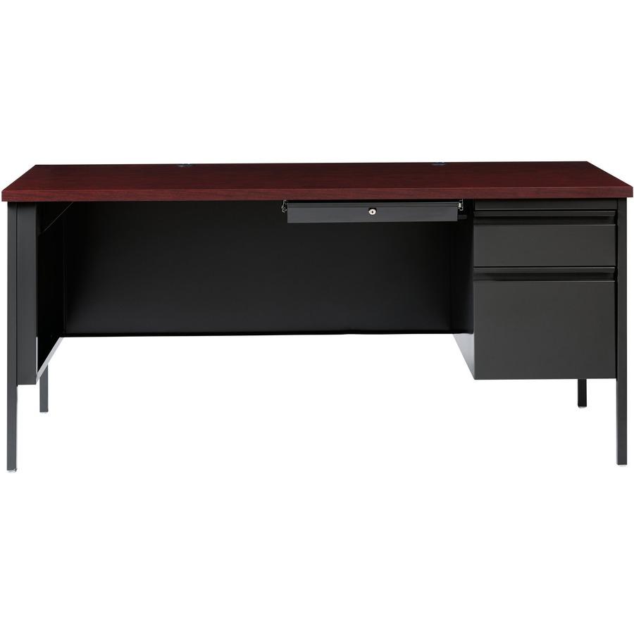 Lorell Fortress Series 66" Right-Pedestal Desk - Rectangle Top - 66" Table Top Width x 30" Table Top Depth x 1.12" Table Top Thickness - 29.50" Height - Office, File - Assembly Required - Laminated, M. Picture 3