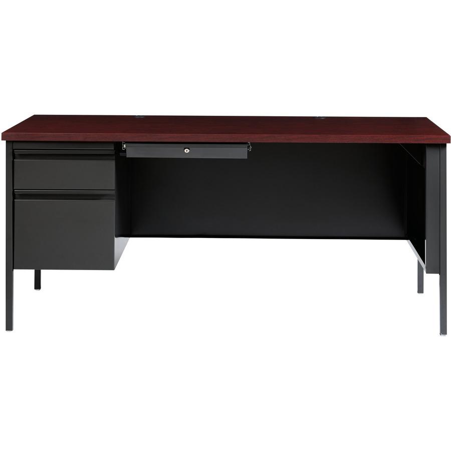 Lorell Fortress Series Left-Pedestal Desk - Rectangle Top - 66" Table Top Width x 30" Table Top Depth x 1.12" Table Top Thickness - 29.50" Height x 66" Width x 30" Depth - Office, File - Assembly Requ. Picture 4