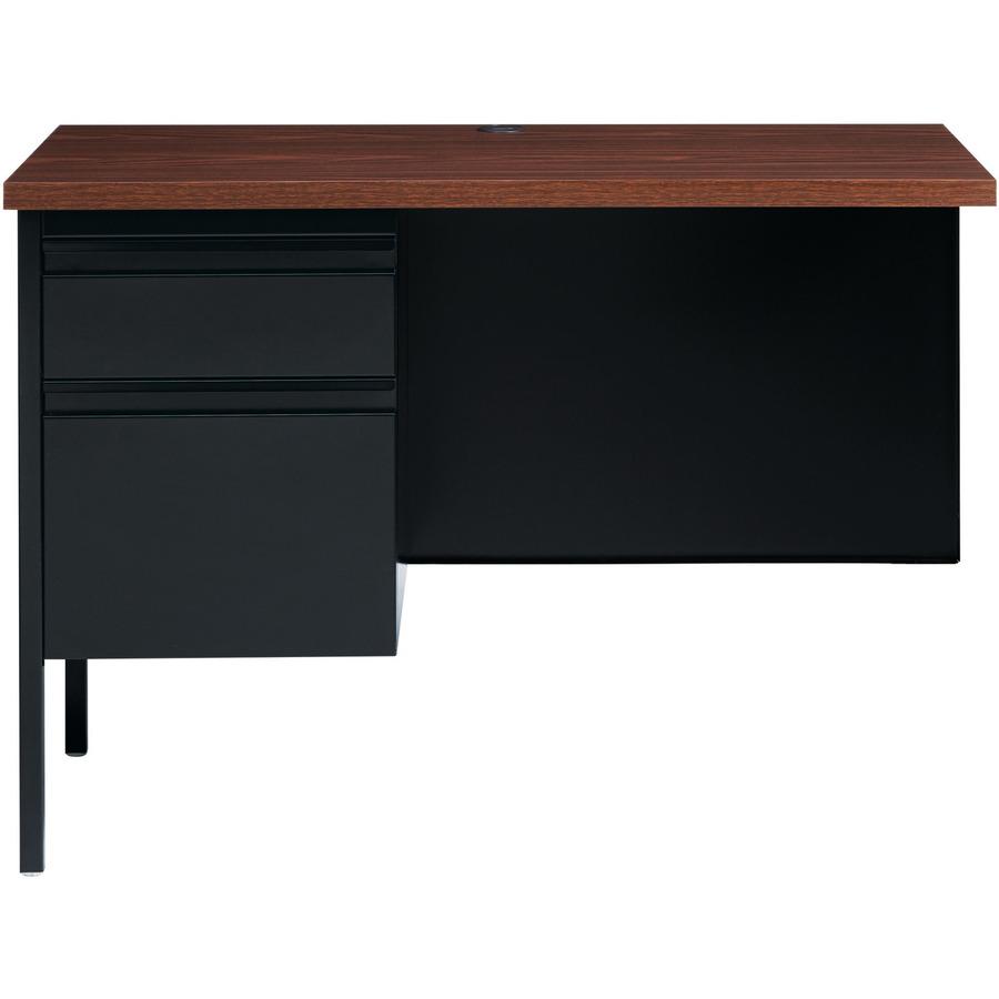 Lorell Fortress Series Left-Pedestal Return - Rectangle Top - 42" Table Top Width x 24" Table Top Depth x 1.12" Table Top Thickness - 29.50" Height - Office, File - Assembly Required - Black Walnut, L. Picture 4