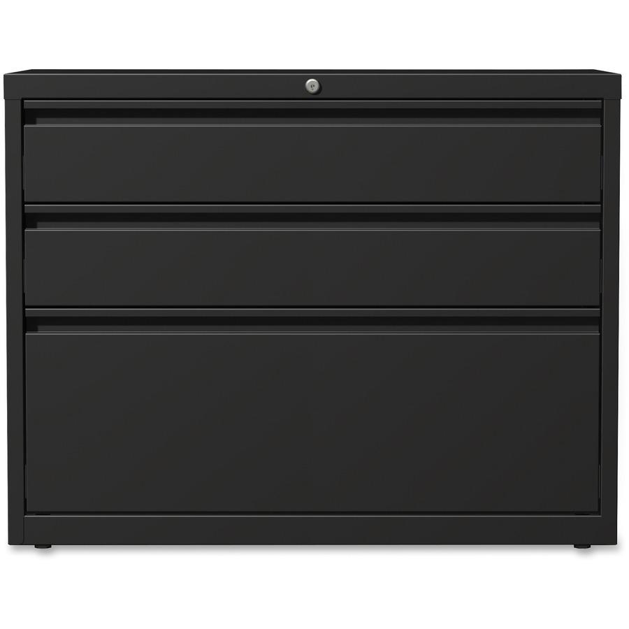 Lorell 36" Box/Box/File Lateral File Cabinet - 36" Width x 18.6" Depth x 28" Height - 3 x Drawer(s) for Box, File - A4, Legal, Letter - Lateral - Hanging Rail, Locking Drawer, Ball-bearing Suspension,. Picture 4
