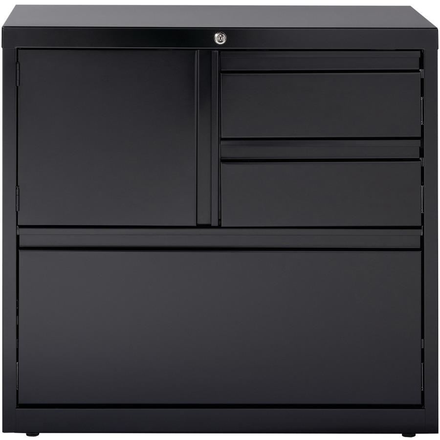 Lorell 30" Personal Storage Center Lateral File - 30" Width x 18.6" Depth x 28" Height - 3 x Drawer(s) for File, Box - A4, Letter, Legal - Hanging Rail, Glide Suspension, Grommet, Cable Management, In. Picture 4