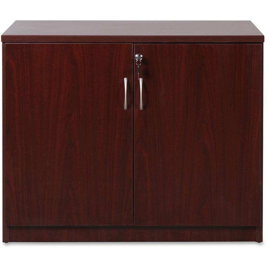 Lorell Essentials Series Mahogany 2-door Storage Cabinet - 36" x 22.5" x 29.5" - 2 x Door(s) - Mahogany - Laminate - Melamine Faced Chipboard (MFC). Picture 3