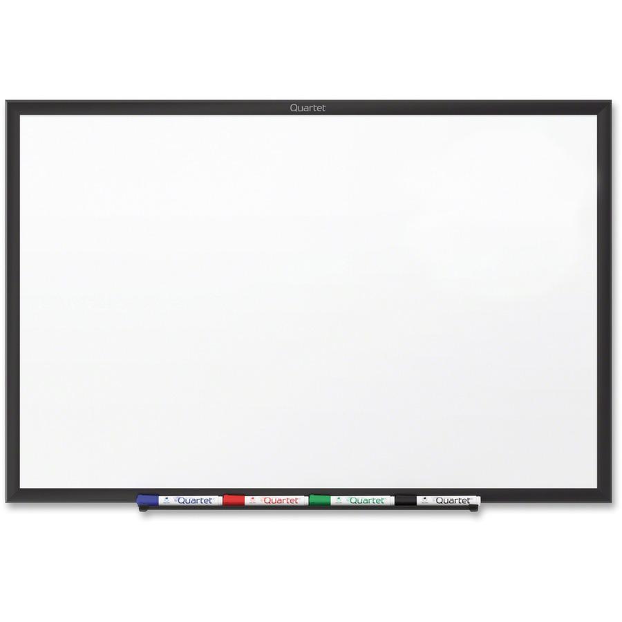 Quartet Classic Total Erase Whiteboard - 72" (6 ft) Width x 48" (4 ft) Height - White Melamine Surface - Black Aluminum Frame - Horizontal/Vertical - 1 Each - TAA Compliant. Picture 2