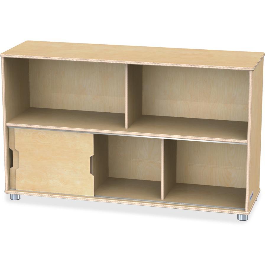 Jonti-Craft TrueModern Storage Shelves - 29.5" Height x 48.5" Width x 15" Depth - Durable, Yellowing Resistant, Rounded Corner, Sliding Door - UV Acrylic - Baltic - Anodized Aluminum, Baltic Birch - 1. Picture 5