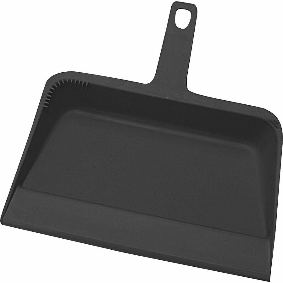 Genuine Joe Heavy-duty Plastic Dust Pan - 12" Wide - Plastic - Black - 12 / Carton. Picture 3