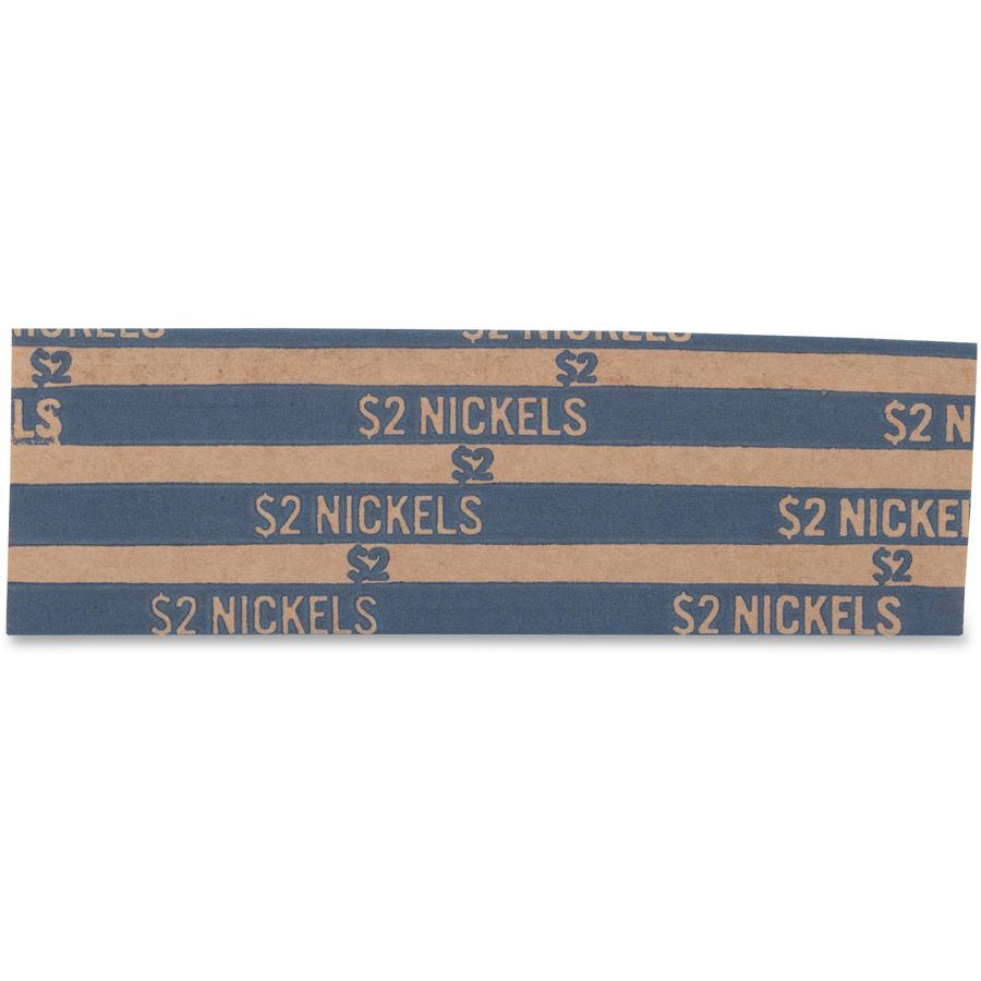 PAP-R Flat Coin Wrappers - Total $2.00 in 40 Coins of 5¢ Denomination - Heavy Duty - Paper, Kraft - Blue - 1000 / Box. Picture 2