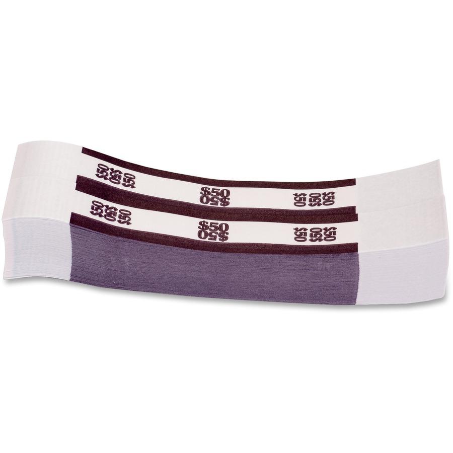 PAP-R Currency Straps - 1.25" Width - Self-sealing, Self-adhesive, Durable - 20 lb Basis Weight - Kraft - White, Violet - 1000 / Pack. Picture 2