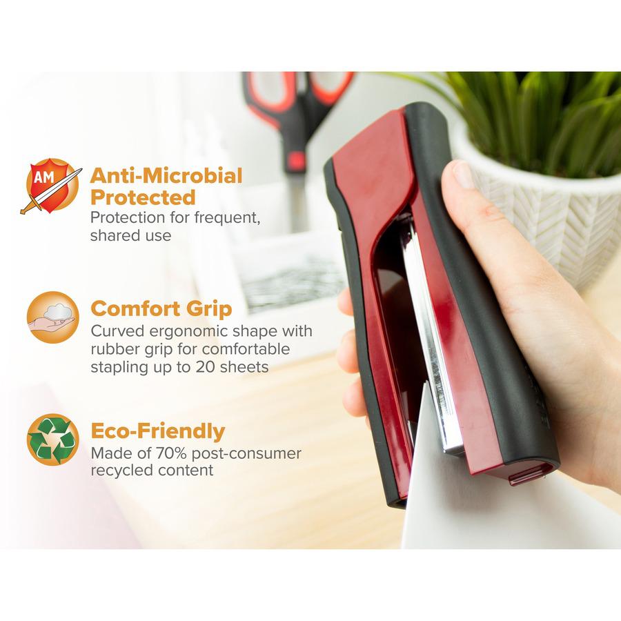Bostitch Dynamo Stapler - 20 of 20lb Paper Sheets Capacity - 210 Staple Capacity - Full Strip - 1/4" Staple Size - 1 Each - Red. Picture 14