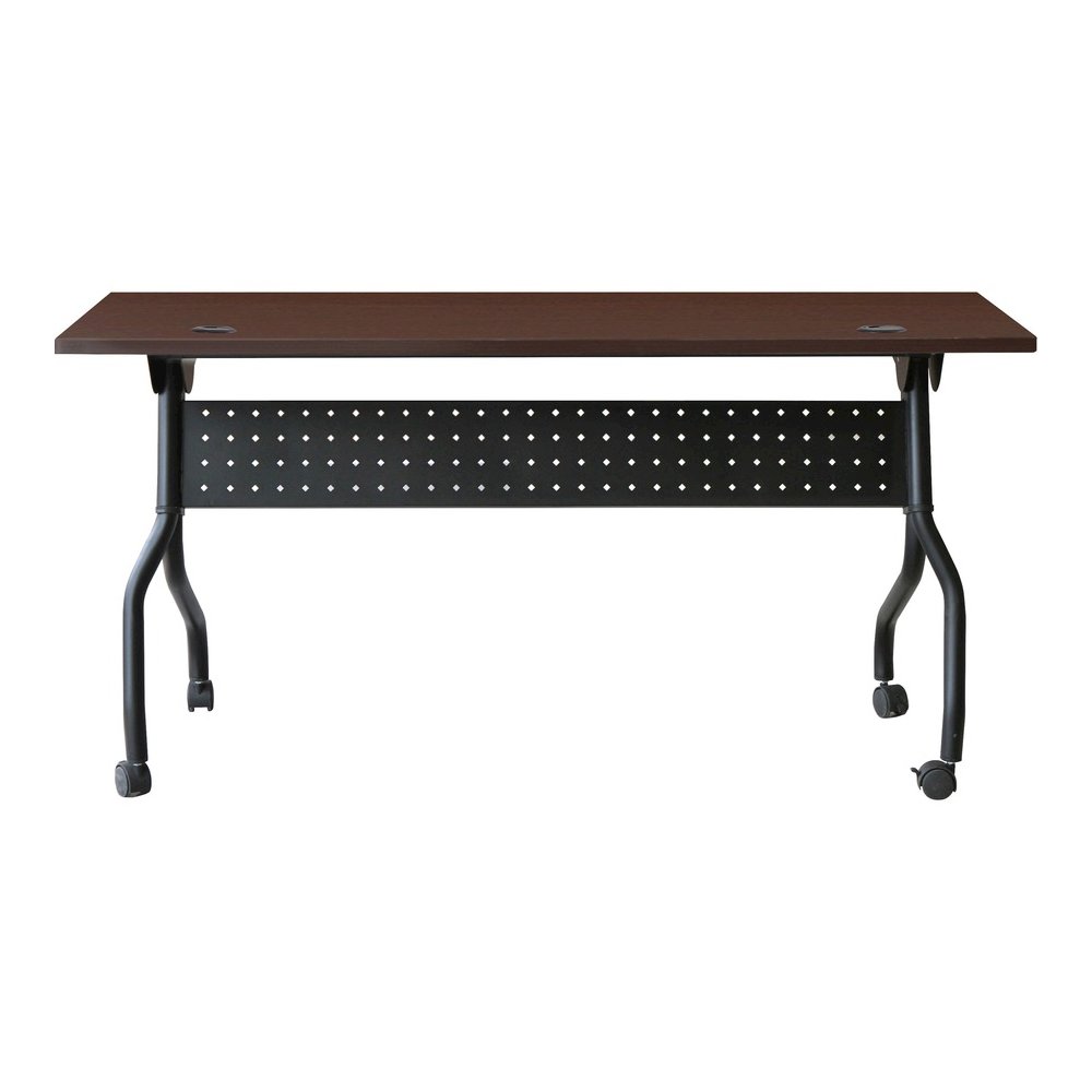 Lorell Flip Top Training Table - Rectangle Top - Four Leg Base - 4 Legs - 60" Table Top Width x 23.60" Table Top Depth - 29.50" Height x 59" Width x 23.63" Depth - Assembly Required - Black, Mahogany . Picture 5
