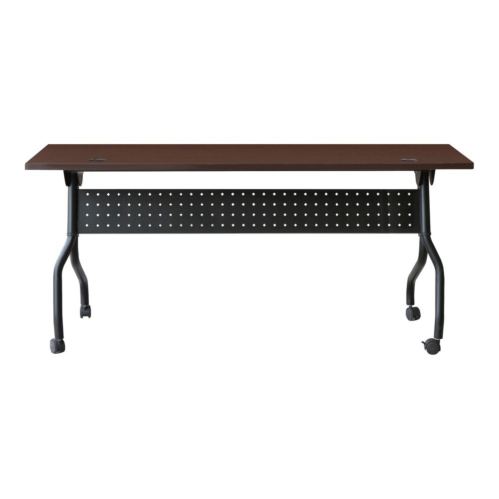 Lorell Flip Top Training Table - Rectangle Top - Four Leg Base - 4 Legs - 72" Table Top Width x 23.60" Table Top Depth - 29.50" Height x 70.88" Width x 23.63" Depth - Assembly Required - Black, Mahoga. Picture 5
